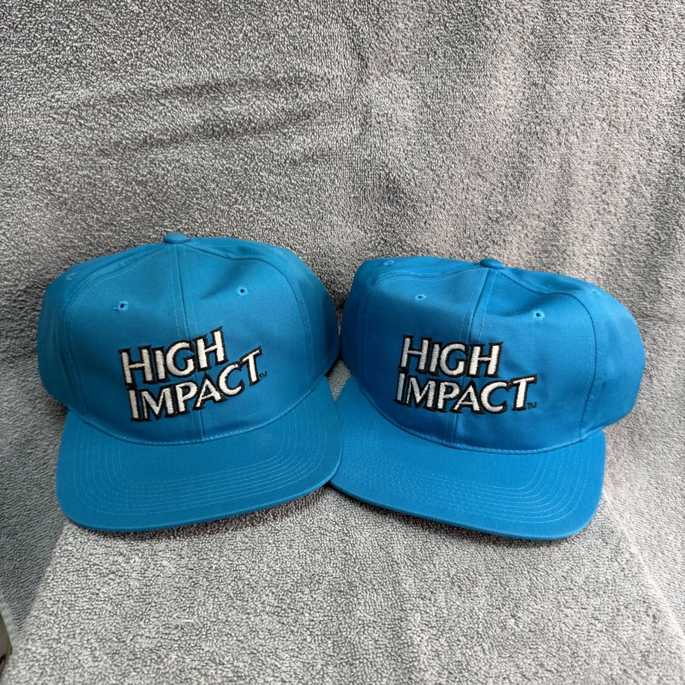 2 Vintage Stren High Impact Fishing Hats Blue Snapback Embroidered Logo Caps